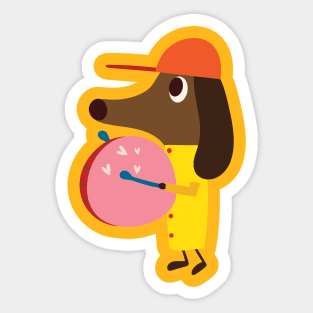 Dachshund Drummer Sticker